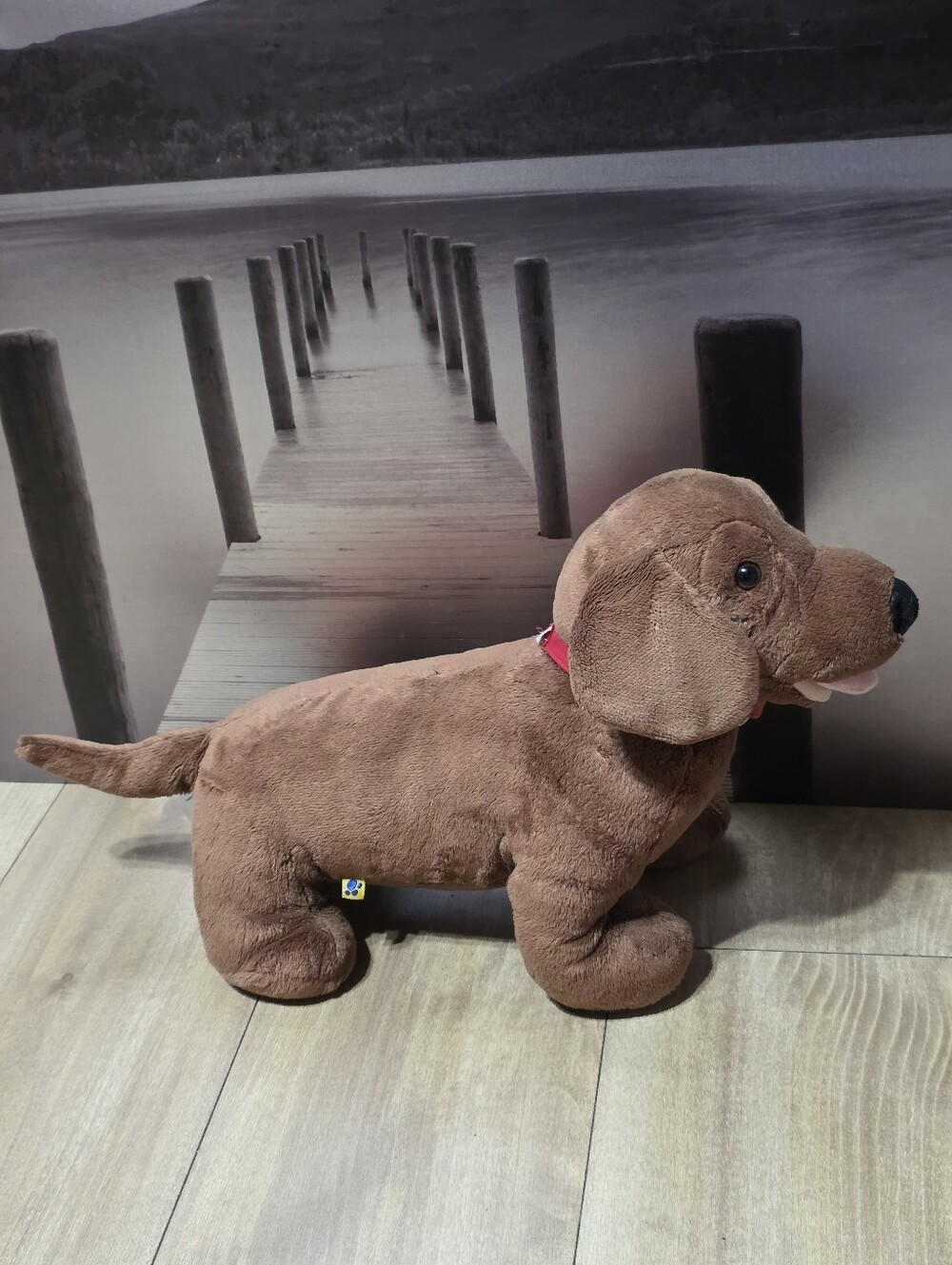 Build A Bear Brown Dachshund Weiner Dog 18" Plush Stuffed Animal Red Collar